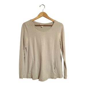 J.J ill PURE JILL Soft Touch Cotton Pockets Long Sleeve Top Women's Size Medium